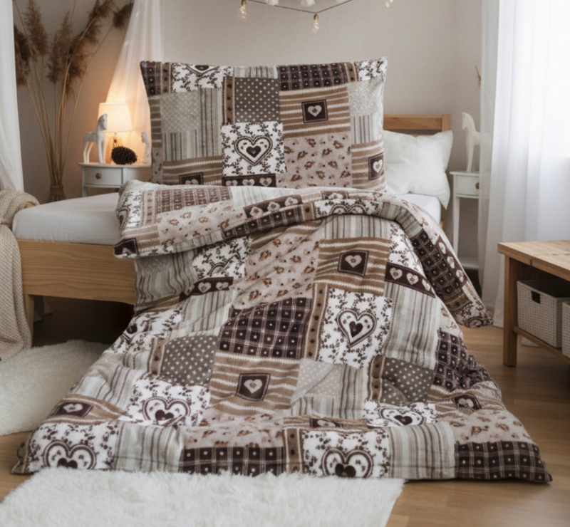 Ložní povlečení z mikroplyše PATCHWORK béžový