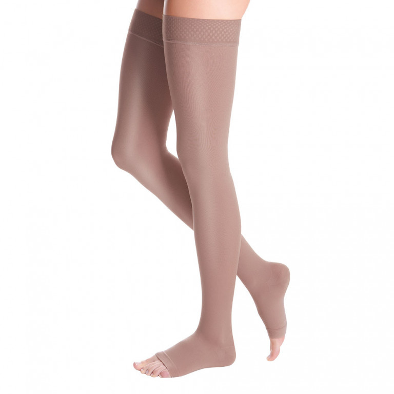 MAXIS Brillant stehenní punčochy normal bronz s lemem bez špičky, Velikost: 4