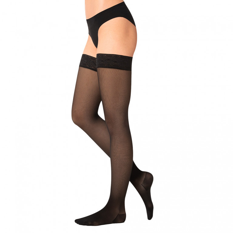 MAXIS RELAX PREMIUM Stehenní punčochy s krajkou black magic, Velikost: S