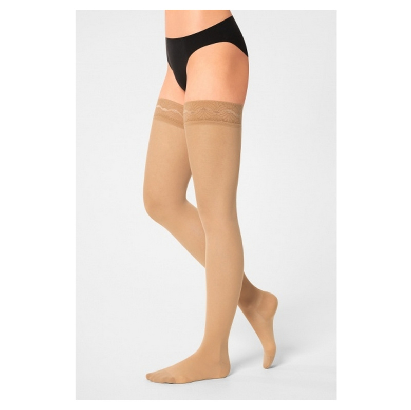 MAXIS RELAX PREMIUM Stehenní punčochy s krajkou light nude, Velikost: M