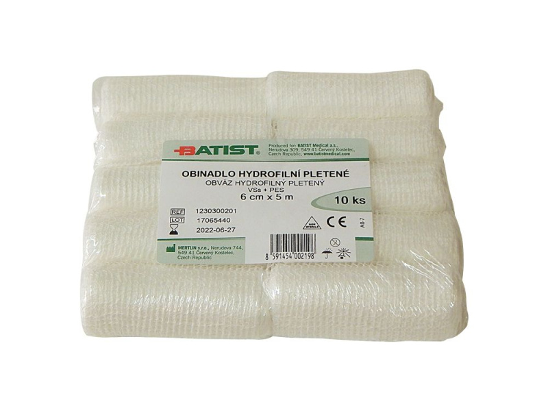 BATIST Obinadlo hydrofilní pletené 6cm x 5m 10 kusů