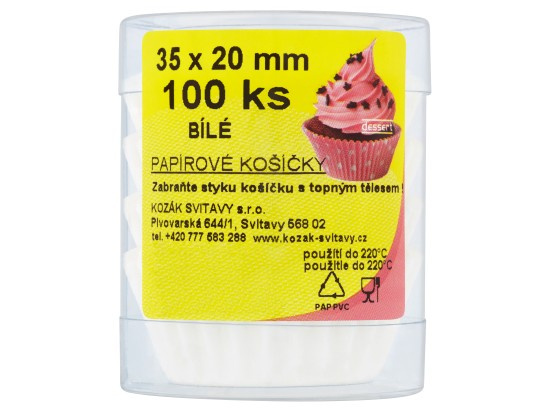 Košíček cukrářský(100ks/kra)35x20mm bílý