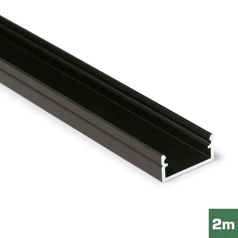 FK technics AL profil FKU13 J/S pro LED bez plexi černý elox 6,5 x 14,3 x 2000 m