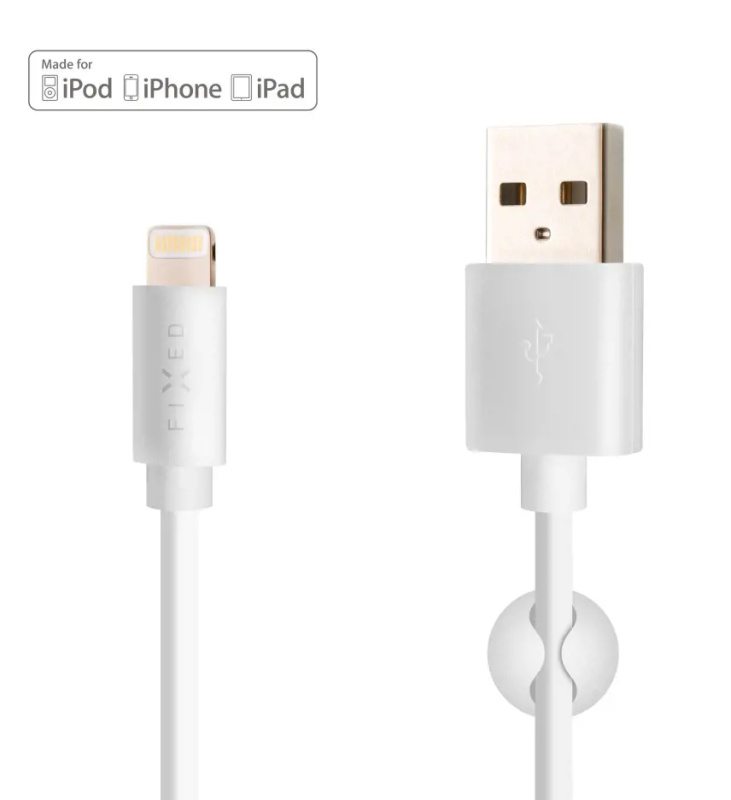 FIXED Datový a nabíjecí kabel s konektorem Lightning Bílá