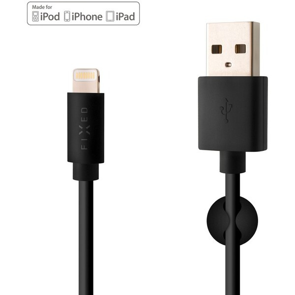 FIXED datový a nabíjecí kabel Lightning, 2 metry, MFI, 2,4A, černý