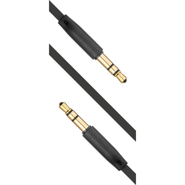 Plochý audio AUX kabel FIXED s konektory 2 x 3,5 mm jack FIXM-AUX-BK Černá