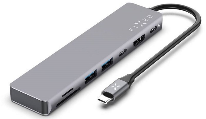 FIXED HUB Card 7v1 USB-C pro notebooky a tablety vesmírně šedý