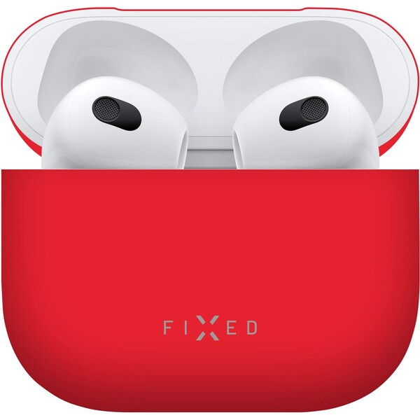 FIXED Silky ultratenké silikonové pouzdro Apple Airpods 3 červené