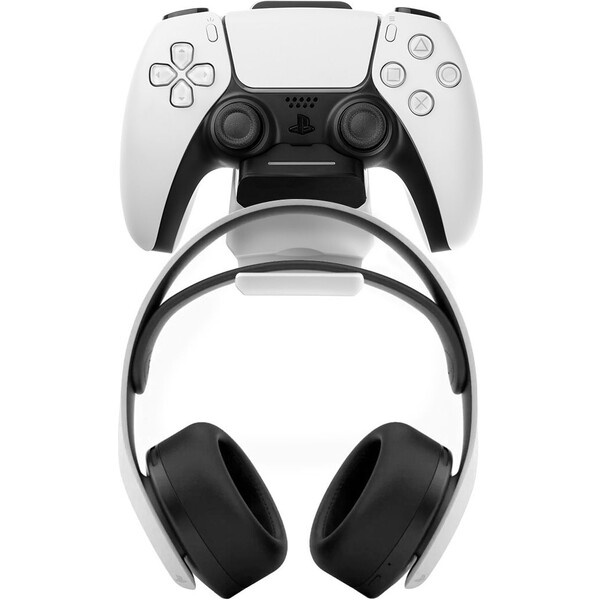 FIXED Závěsný nabíjecí dok pro ovladač DualSense PlayStation 5 s hákem pro sluchátka, černo-bílý Černá/bílá