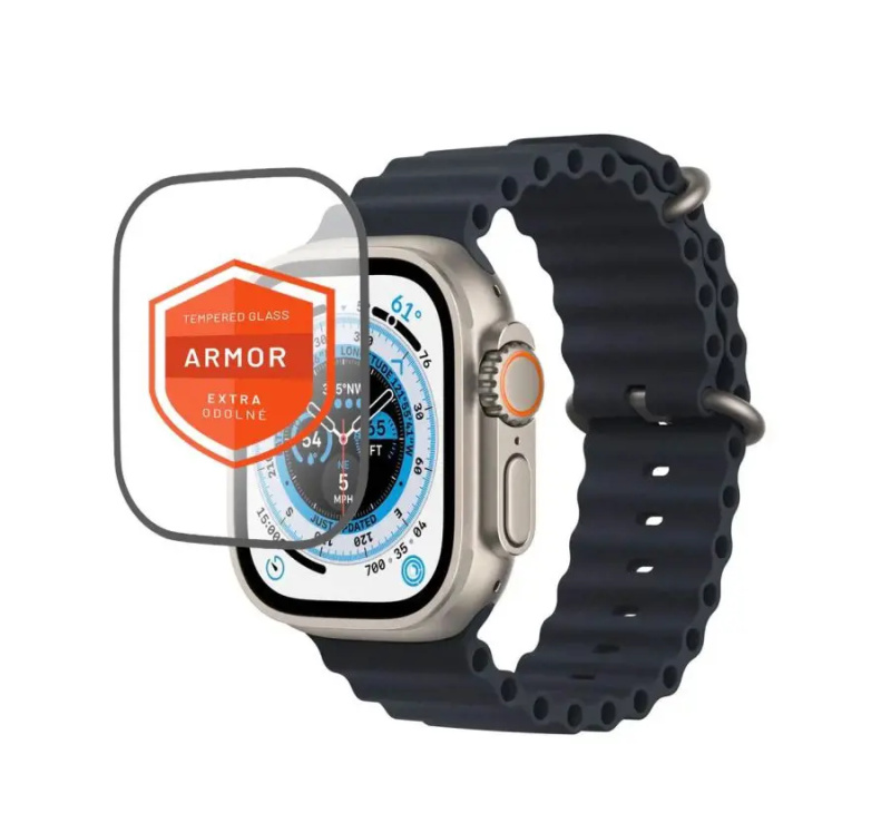 FIXED Armor prémiové tvrzené sklo s aplikátorem Apple Watch Ultra 49mm černé
