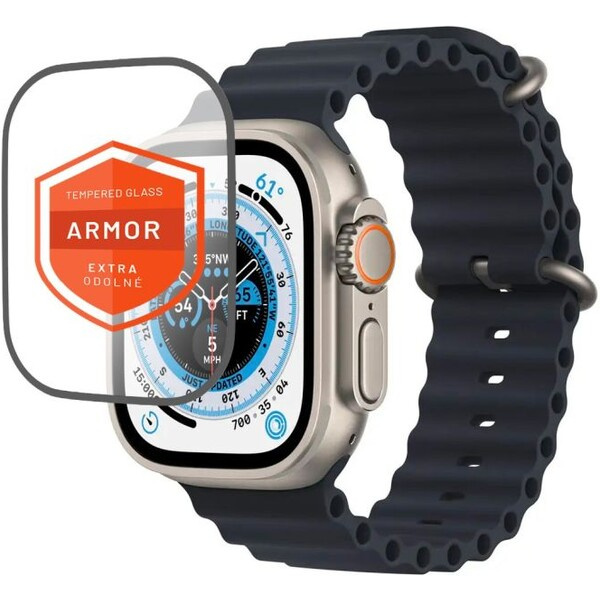 FIXED Armor prémiové tvrzené sklo s aplikátorem Apple Watch Ultra 49mm černé