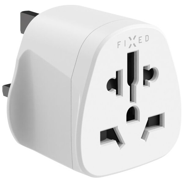 FIXED UK adaptér pro zapojení UK, US, AUS nabíječek do UK zásuvek bílý