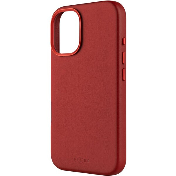 FIXED MagLeather kožený kryt s MagSafe Apple iPhone 16 červený