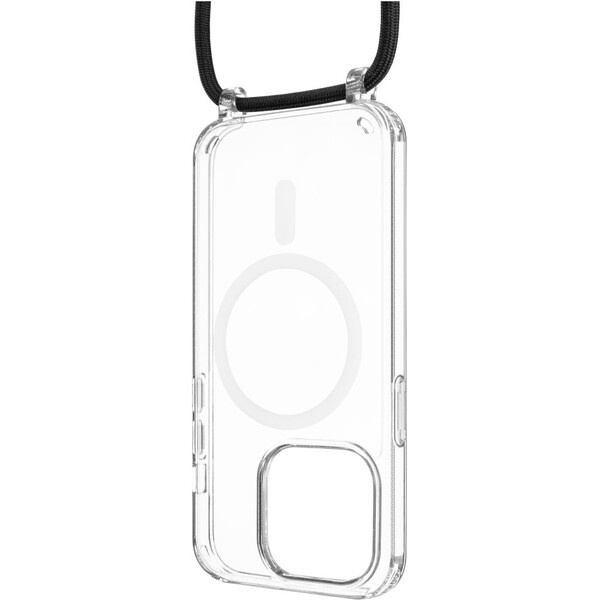 FIXED MagPure Neck kryt s černou šňůrkou na krk pro Apple iPhone 16 Plus