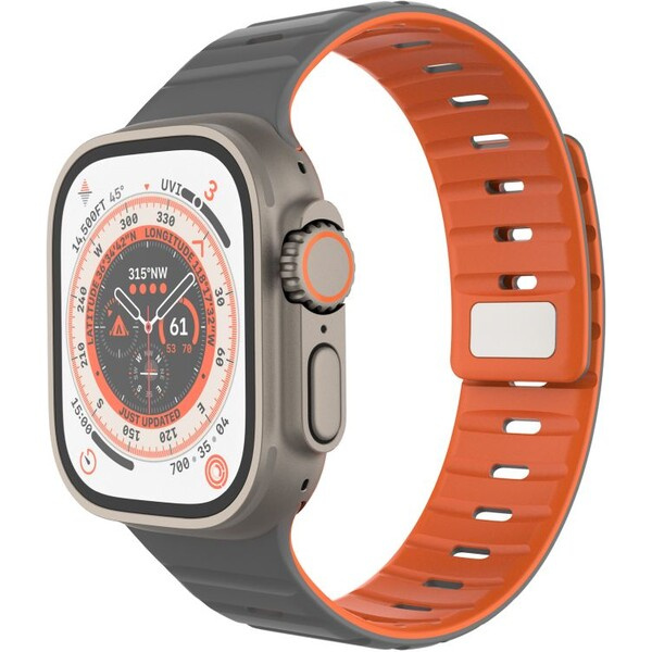 FIXED Silicone Magnetic Strap řemínek Apple Watch 44/45/46/49mm světle šedý