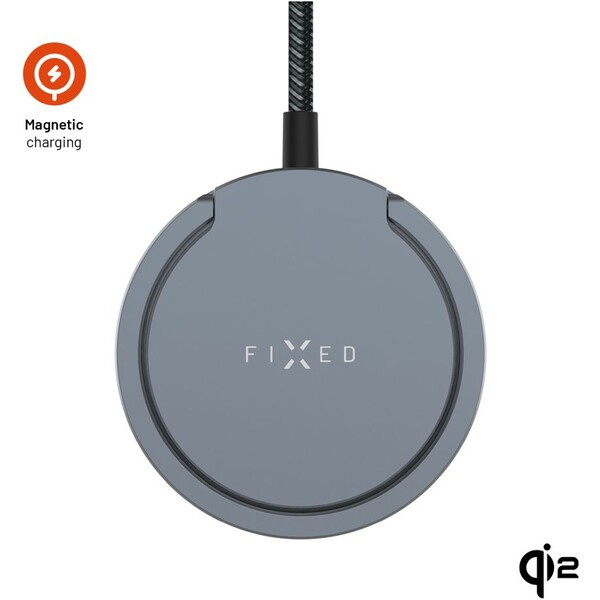 FIXED MagPad Pro nabíječka Qi2/MagSafe se stojánkem, 15W, šedá