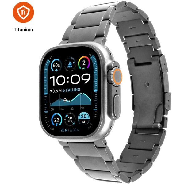 FIXED Titanium Strap titanový řemínek Apple Watch 44/45/46/49mm, přírodní titan