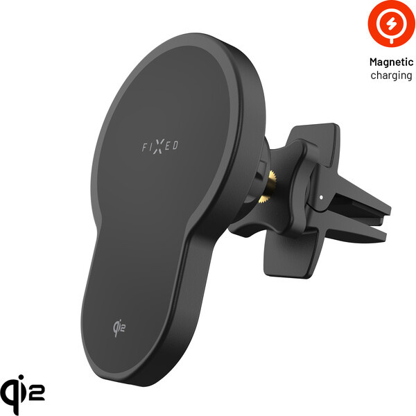 FIXED MagClick 2 držák s bezdrátovým nabíjením s podporou MagSafe, 15W, Qi2 černý