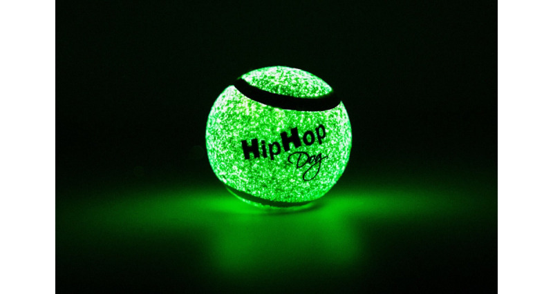 Neonový ve tmě svítící tenisový míč 6,5 cm, HipHop Dog
