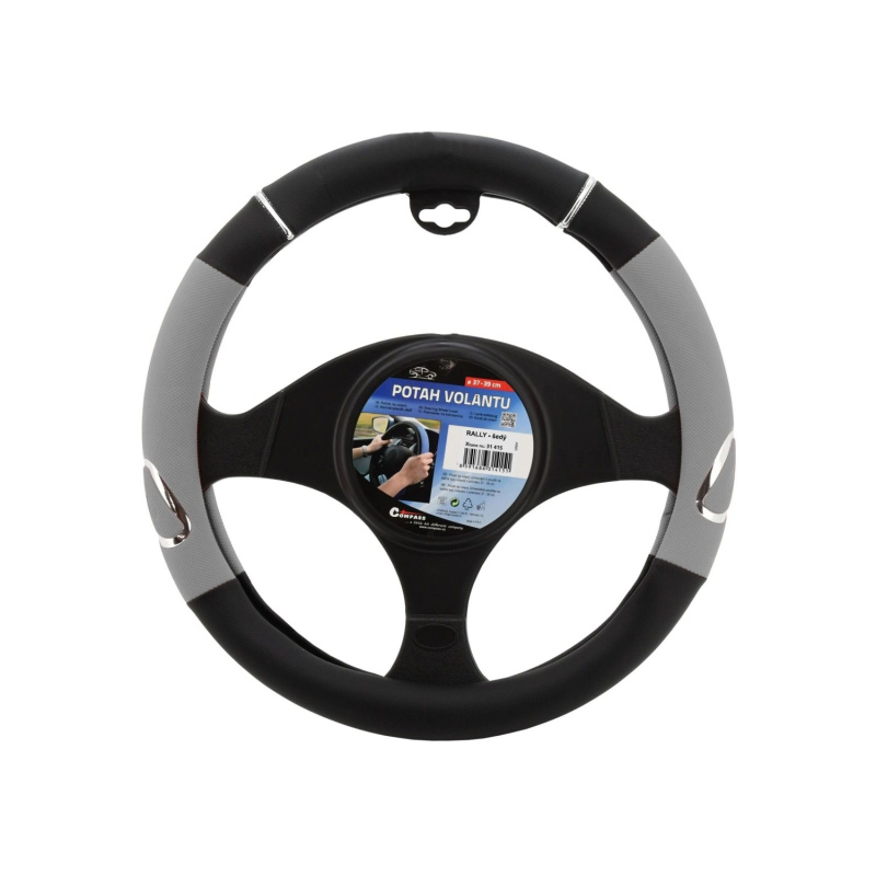 Compass Potah volantu RALLY šedý