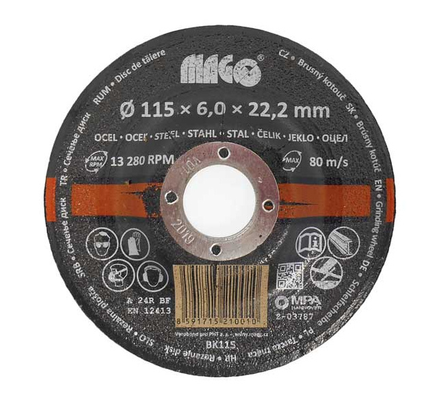 Kotouč brusný na kov 115 x 6 x 22,2 mm - MAGG BK115