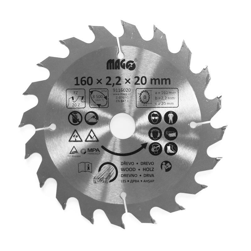 Magg Pilový kotouč 160 x 2,2 x 20 mm / 20 zubů rovné