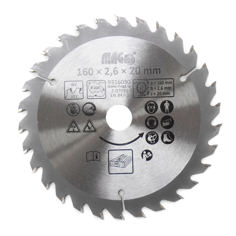 Magg Pilový kotouč 160 x 2,6 x 20 mm / 30 zubů střídavě šikmé