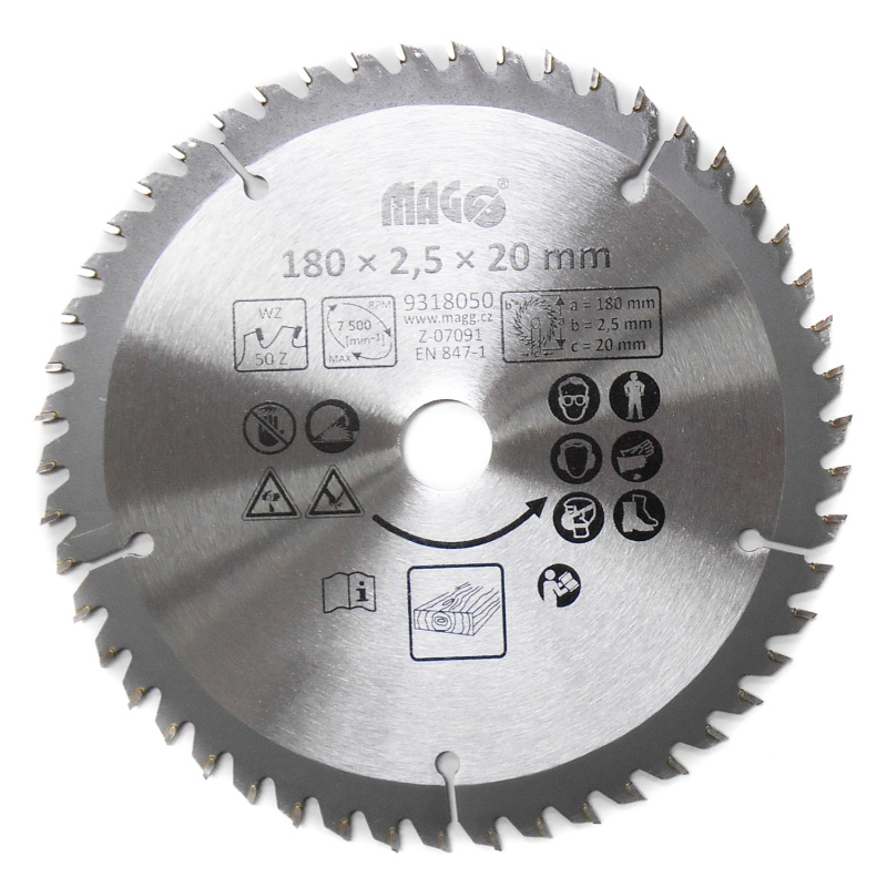 Magg Pilový kotouč 180 x 2,5 x 20 mm / 50 zubů střídavě šikmé