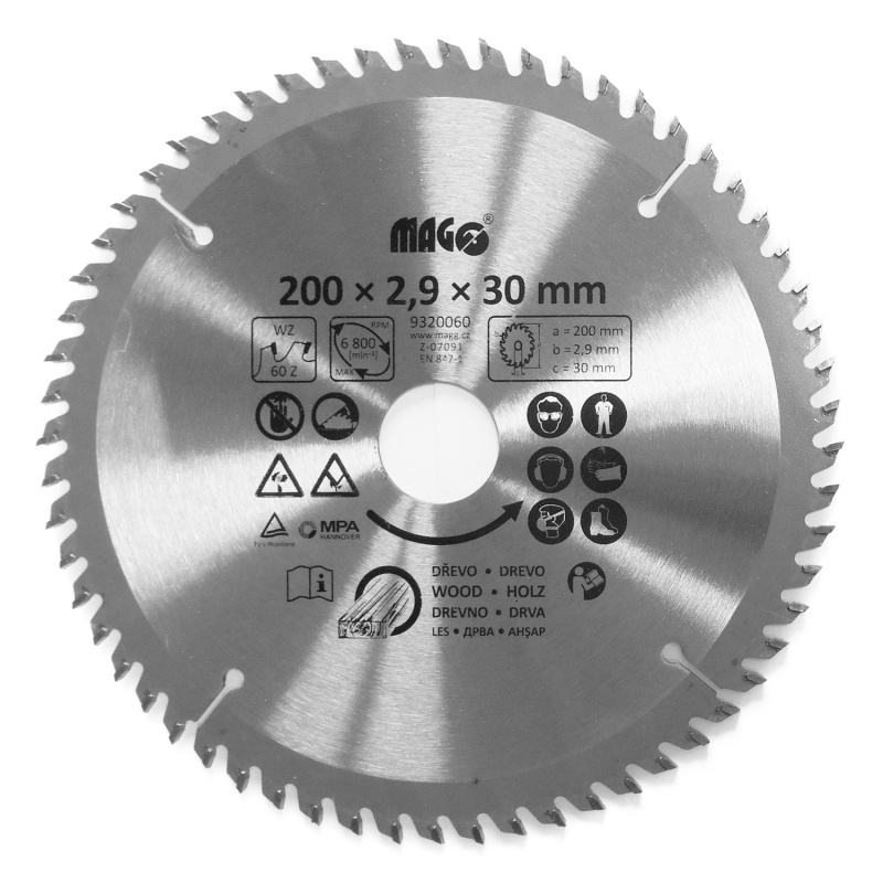 Magg Pilový kotouč 200 x 2,9 x 30 mm / 60 zubů střídavě šikmé