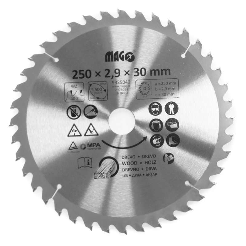 Magg Pilový kotouč 250 x 2,9 x 30 mm / 40 zubů střídavě šikmé