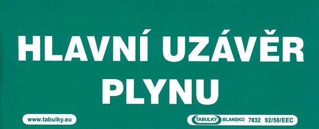 Samolepka informační Hlavní uzávěr plynu 210×87 mm
