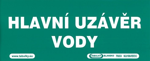 Samolepka informační Hlavní uzávěr vody 210×87 mm