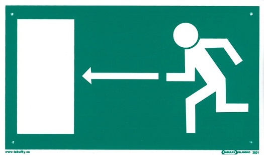 Tabule informační Únikový východ vlevo 210×123 mm