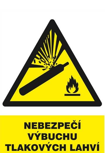 Tabule výstražná Nebezpečí výbuchu tlakových lahví A4