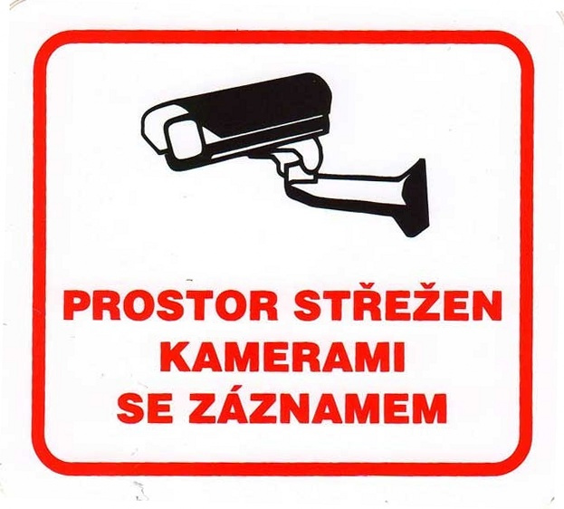 Samolepka Prostor střežen kamerami se záznamem 100×90 mm