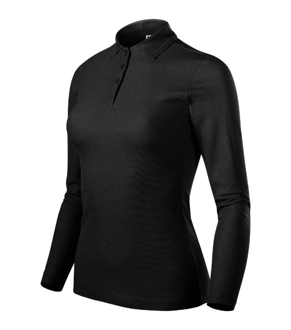 Pique Polo LS polokošile dámská černá 2XL