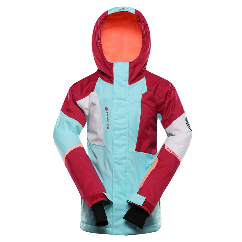 Dětská lyžařská bunda s membránou ptx snow alpine pro dearo růžová/tyrkysová 152-158