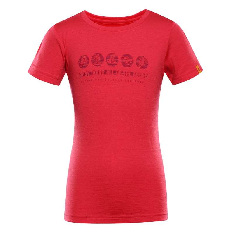 Dětské triko z merino vlny alpine pro mereno 2 růžová 116-122