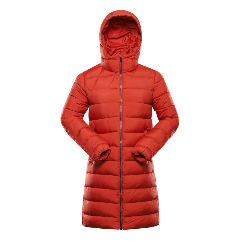 Dámský zimní ultralehký kabát hi-therm alpine pro defra oranžová / červená s