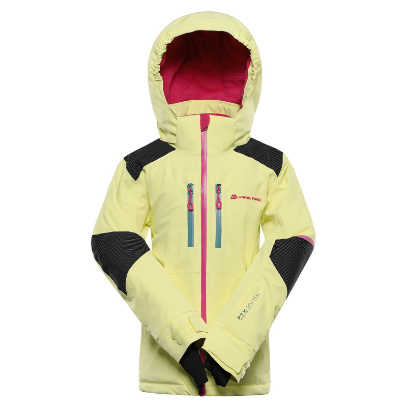 Dětská lyžařská bunda s membránou ptx snow alpine pro reaso 2 žlutá/růžová 128-134
