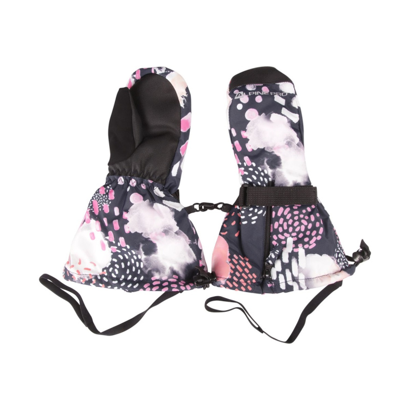 Dětské rukavice s membránou alpine pro vonko černá/růžová s