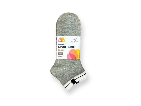 TETA SPORT LINE Bavlněné ponožky 3PACK šedá 38-42