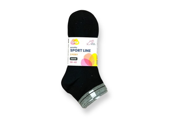 TETA SPORT LINE Bavlněné ponožky 3PACK černá 38-42
