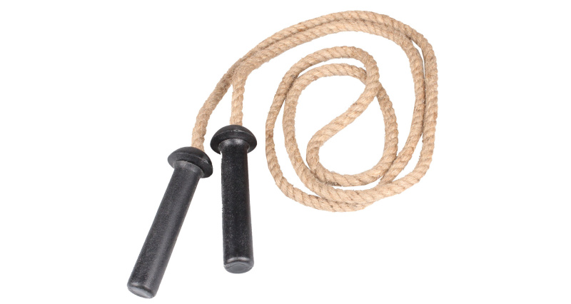 Jute rope jutové švihadlo, plastové ručky, 200 cm