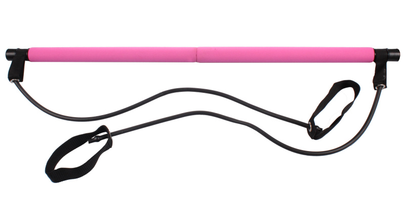 Pilates Sticks posilovací tyč s gumou růžová