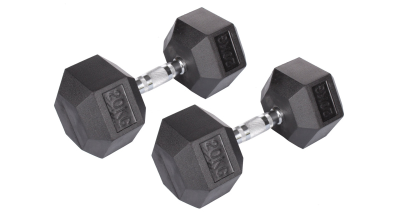 Hex Rubber Dumbbell činka 1 pár, 20 kg