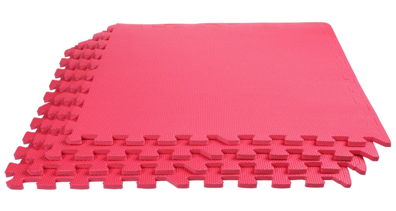 Colored Puzzle fitness podložka červená, 4 ks