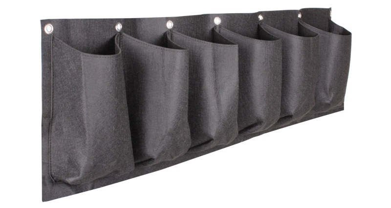 Horizontal Grow Bag 6 textilní květináče na zeď černá, 1 ks