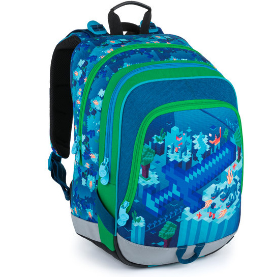 Bagmaster ALFA 21 B školní tříkomorový batoh - kostičky