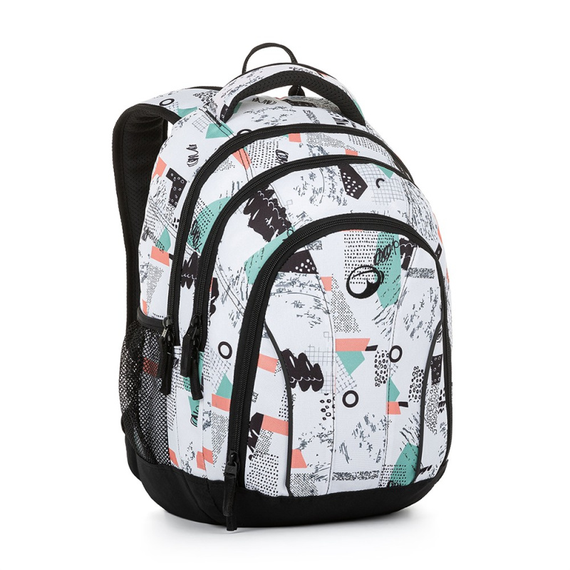 Studentský batoh Bagmaster Supernova 21 a White/Black/Orange/Green BagMaster